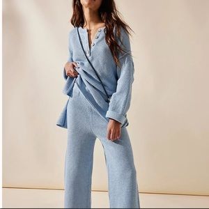 Free People Hailee Sweater Set Soft Heather Blue - WORN ONCE